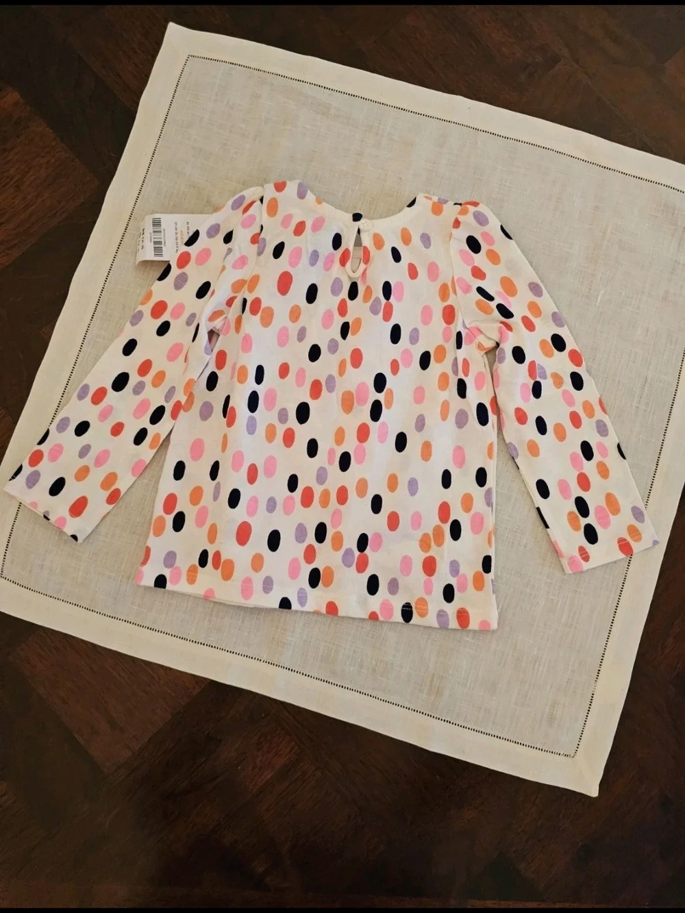 Gymboree Toddler Girl Bright Multi Dot Long Sleeve Tunic Top Flower Accent 24M